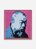 Self-Portrait Embroidery (Blue & Pink) - Pink Wood Frame