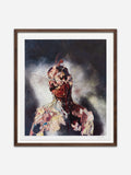 Self Portrait with Blue Slash - Natural Walnut wood frame