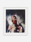 Self Portrait with Blue Slash - White Abachiwood frame