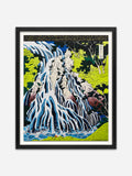 Waterfall (Kirifuri) & Waterfall (Amida) - Black Abachi Wood Frame