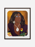 La Maison de Monet and Portrait of Qusuquzah #8 - Dark Brown Ramin wood frame