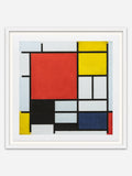Composition with Large Red Plane, Yellow, Black, Gray, and Blue - White Ramin Wood Frame