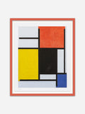 Composition with Red, Yellow, Black, Blue, and Gray - Red Ramin Wood Frame