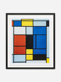Composition with Red, Yellow, Black, Blue, and Gray - Black Ramin Wood Frame
