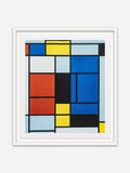 Composition with Red, Yellow, Black, Blue, and Gray - White Ramin Wood Frame