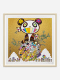 Mid-summer Pandas Golden Sky, 2021 - Natural Abachi wood frame