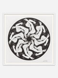 Circle in Black- White Abachi Wood Frame