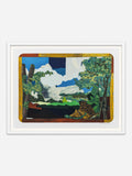 Landscape With Woman Washing Her Feet - White Abachi Wood Frame